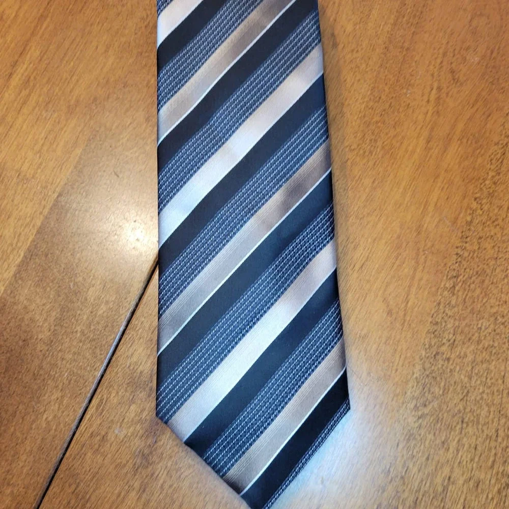Sean John Black, Taupe Stripe Tie